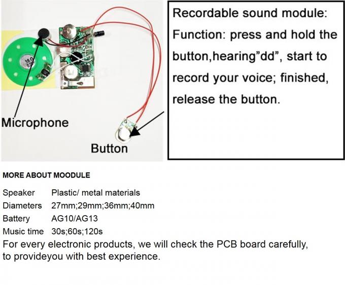 Module sain enregistrable musical pour le certificat de la CE d'OEM de carte de voeux de DIY 3