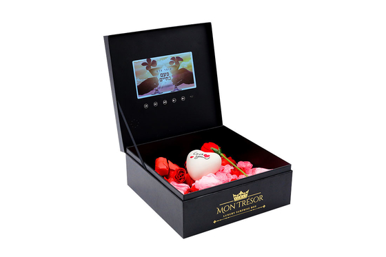 Luxe magnétique de boîte-cadeau d'écran d'affichage à cristaux liquides saluer le paquet visuel de cadeau pour épouser l'invitation