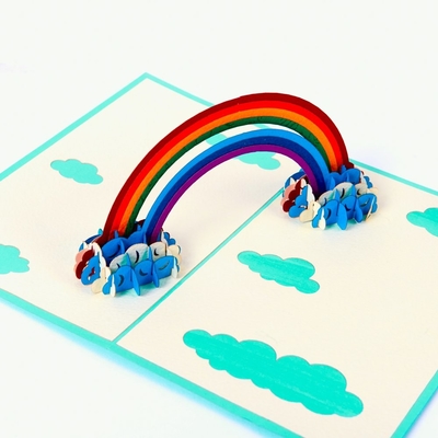 Le bruit d'arc-en-ciel d'ODM d'OEM cardent DIY, taille de la carte A5 du joyeux anniversaire 3D