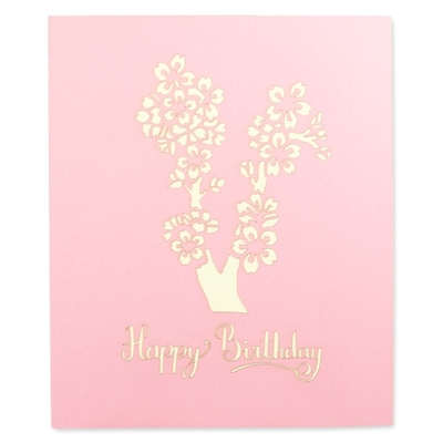 Carte de ROHS Cherry Blossom Tree Pop Up, ODM d'OEM de cartes de voeux